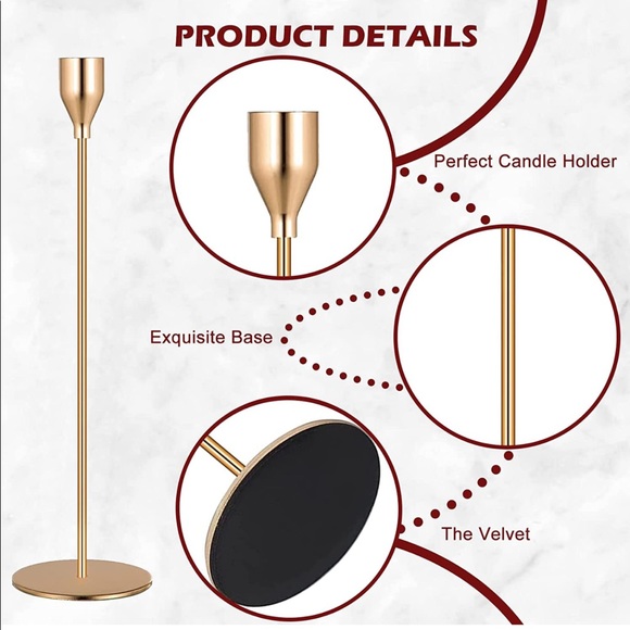 CELAINER Set of 3 candle holders for conical candles - Picture 4 of 7